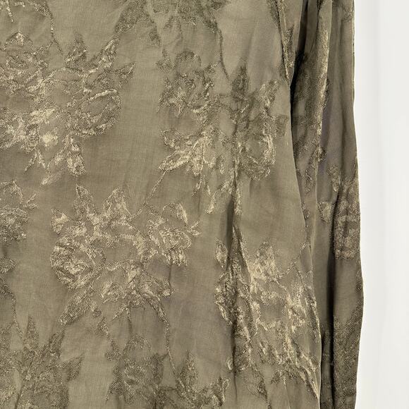 Bianca Nygard Olive Green Subtle Floral Pattern Drawstring Hem Bomber Jacket Med - Picture 2 of 8